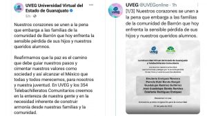 Eran estudiantes de UVEG los jóvenes asesinados en Barrón asesinados en Barrón