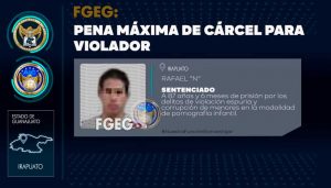 La Fiscalía General del Estado a través del Centro Estatal de Justicia para las Mujeres, obtuvo pena máxima de cárcel para violador. La Fiscalía General del Estado a través del Centro Estatal de Justicia para las Mujeres, obtuvo pena máxima de cárcel para violador.