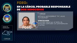 Una mujer con carrera criminal, es detenida y llevada a audiencia, como probable responsable del asesinato de dos hombres Una mujer con carrera criminal, es detenida y llevada a audiencia, como probable responsable del asesinato de dos hombres