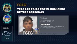 JOSÉ PASTOR “N” fue detenido y ha sido vinculado a proceso penal, acusado del homicidio de tres personas en Celaya JOSÉ PASTOR “N” fue detenido y ha sido vinculado a proceso penal, acusado del homicidio de tres personas en Celaya