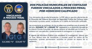 Dos policías municipales de Cortazar fueron vinculados a proceso penal por homicidio calificado. Dos policías municipales de Cortazar fueron vinculados a proceso penal por homicidio calificado.