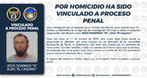POR HOMICIDIO HA SIDO VINCULADO A PROCESO PENAL POR HOMICIDIO HA SIDO VINCULADO A PROCESO PENAL