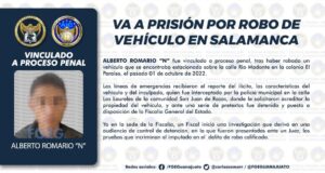 VA A PRISIÓN POR ROBO DE VEHÍCULO EN SALAMANCA VA A PRISIÓN POR ROBO DE VEHÍCULO EN SALAMANCA
