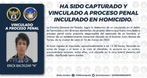 HA SIDO CAPTURADO Y VINCULADO A PROCESO PENAL INCULPADO EN HOMICIDIO. HA SIDO CAPTURADO Y VINCULADO A PROCESO PENAL INCULPADO EN HOMICIDIO.