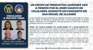 UN GRUPO DE PRESUNTOS LADRONES VAN A PRISIÓN POR EL ROBO MASIVO DE CELULARES, DURANTE UN CONCIERTO EN SAN MIGUEL DE ALLENDE UN GRUPO DE PRESUNTOS LADRONES VAN A PRISIÓN POR EL ROBO MASIVO DE CELULARES, DURANTE UN CONCIERTO EN SAN MIGUEL DE ALLENDE