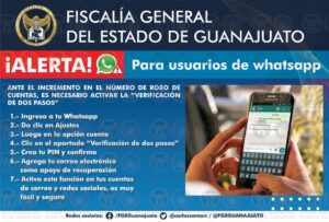 La Fiscalía General del Estado lanza alerta a los usuarios de WhatsApp. La Fiscalía General del Estado lanza alerta a los usuarios de WhatsApp.