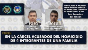La Fiscalía General del Estado anuncia la detención de los presuntos asesinos de tres menores y un adulto, en San Francisco del Rincón hace dos días. La Fiscalía General del Estado anuncia la detención de los presuntos asesinos de tres menores y un adulto, en San Francisco del Rincón hace dos días.