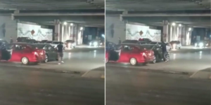 Hombre es atropellado en medio de choques bajo puente Hombre es atropellado en medio de choques bajo puente