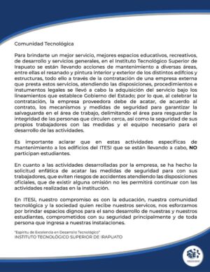 Comunicado oficial de ITESI Comunicado oficial de ITESI