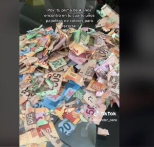 Una niña de 4 años recortó los ahorros de su tío para hacer “papelitos de colores” Una niña de 4 años recortó los ahorros de su tío para hacer “papelitos de colores”