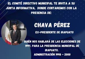 Presentará el exalcalde Chava Pérez una conferencia sobre las elecciones de 1997 en Irapuato Presentará el exalcalde Chava Pérez una conferencia sobre las elecciones de 1997 en Irapuato