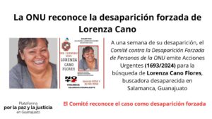 Exige la ONU avances en la investigación acerca de la desaparición de Lorenza Cano en un plazo de dos semanas Exige la ONU avances en la investigación acerca de la desaparición de Lorenza Cano en un plazo de dos semanas