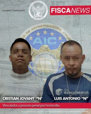 La Fiscalía de Guanajuato logró que LUIS ANTONIO “N” y CRISTIAN JOVANY “N” fueran vinculados a proceso penal acusados del homicidio de un profesor jubilado, en Irapuato. La Fiscalía de Guanajuato logró que LUIS ANTONIO “N” y CRISTIAN JOVANY “N” fueran vinculados a proceso penal acusados del homicidio de un profesor jubilado, en Irapuato.