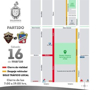 CERRARÁN VIALIDAD EN LA COLONIA BELLAVISTA PARA JUEGO SALAMANCA CONTRA IRAPUATO CERRARÁN VIALIDAD EN LA COLONIA BELLAVISTA PARA JUEGO SALAMANCA CONTRA IRAPUATO