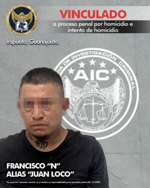 “Juan loco” es vinculado a proceso; la Fiscalía de Guanajuato lo acusa de homicidio e intento de homicidio en Irapuato “Juan loco” es vinculado a proceso; la Fiscalía de Guanajuato lo acusa de homicidio e intento de homicidio en Irapuato