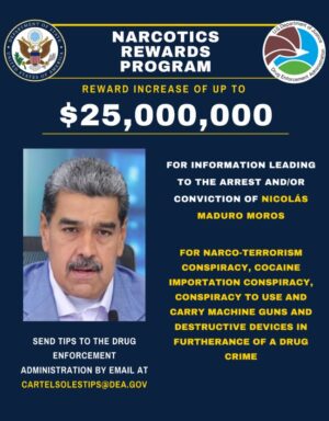 EE. UU. ofrece 25 millones de dólares de recompensa para detener a Nicolás Maduro EE. UU. ofrece 25 millones de dólares de recompensa para detener a Nicolás Maduro