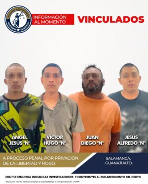 Vinculan a proceso a cuatro hombres por secuestro y robo en Salamanca Vinculan a proceso a cuatro hombres por secuestro y robo en Salamanca