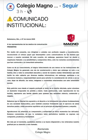 Colegio pide a medios retirar publicaciones sobre accidente fatal de la niña de 11 años Colegio pide a medios retirar publicaciones sobre accidente fatal de la niña de 11 años