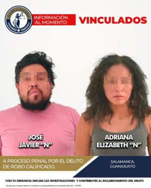 VINCULAN A PROCESO A PAREJA DE PRESUNTOS ASALTANTES QUE CON VIOLENCIA SE LLEVARON UN VEHÍCULO EN SALAMANCA VINCULAN A PROCESO A PAREJA DE PRESUNTOS ASALTANTES QUE CON VIOLENCIA SE LLEVARON UN VEHÍCULO EN SALAMANCA