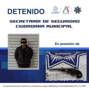 Policía detiene a hombre con arma de fuego y orden de aprehensión vigente en Irapuato Policía detiene a hombre con arma de fuego y orden de aprehensión vigente en Irapuato