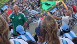 Mexicano “expulsa” con tarjeta roja a aficionados argentinos y celebra con la playera de España Mexicano “expulsa” con tarjeta roja a aficionados argentinos y celebra con la playera de España