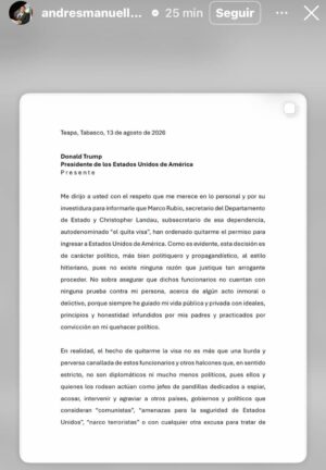 ‘Andy’ López Beltrán acusa retiro de visa de EU y lo califica como “politiquería” ‘Andy’ López Beltrán acusa retiro de visa de EU y lo califica como “politiquería”