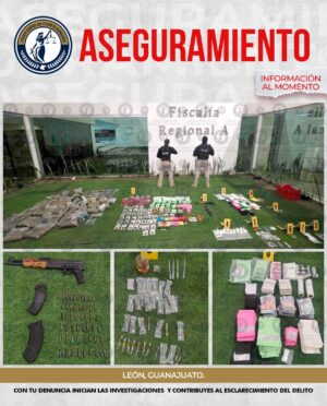 Aseguran droga, un arma y 50 cartuchos durante cateo en León Aseguran droga, un arma y 50 cartuchos durante cateo en León
