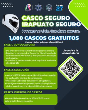 Irapuato entregará mil 80 cascos a motociclistas que cumplan con los requisitos Irapuato entregará mil 80 cascos a motociclistas que cumplan con los requisitos