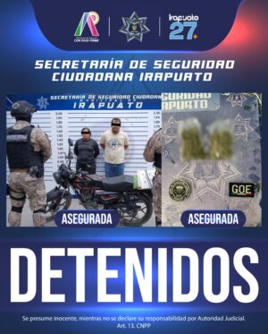 Detienen a dos personas en Irapuato; las investigan por presuntas amenazas a comerciantes Detienen a dos personas en Irapuato; las investigan por presuntas amenazas a comerciantes